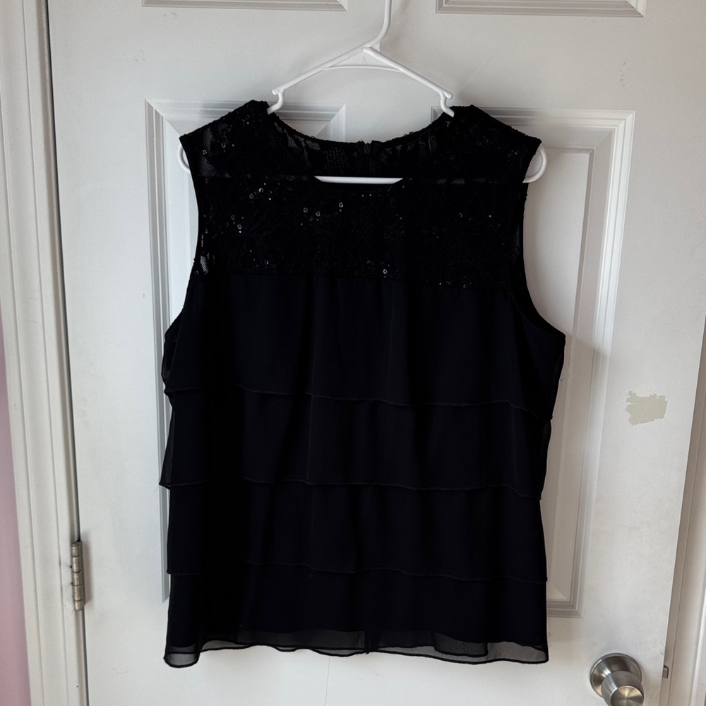 MSK Black Layered Sleeveless Blouse